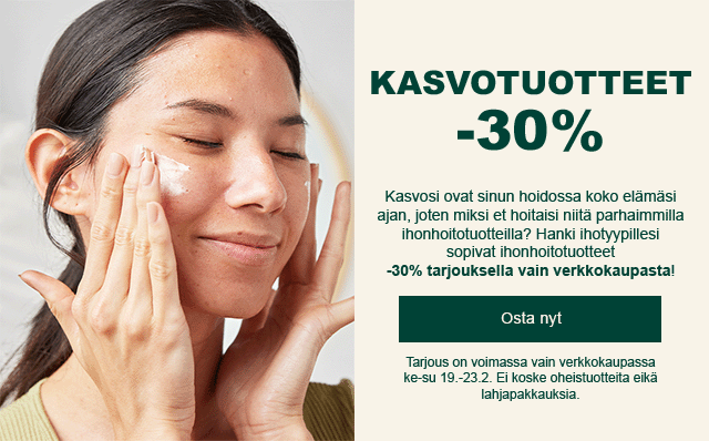 Kasvotuotteet -30% vain verkkokaupasta