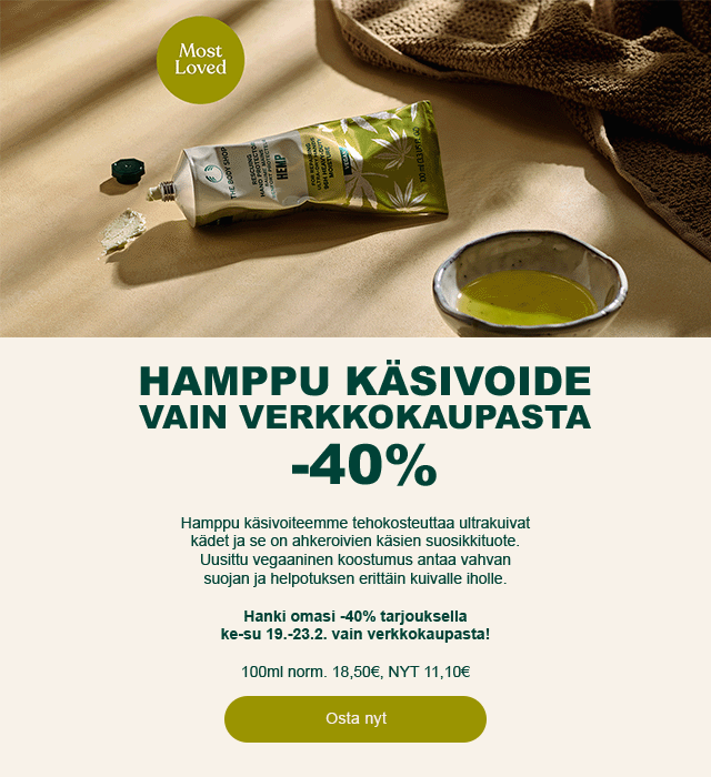 Hamppu käsivoide -40% vain verkkokaupasta